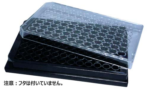 テストプレート 96well 平底 P.S製 クリアボトム ブラック 215003