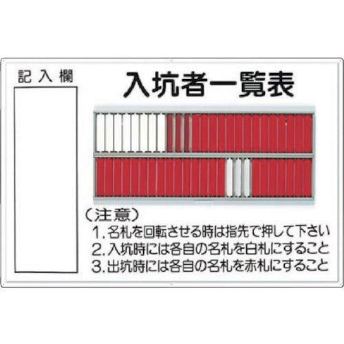 つくし 標識 「入坑者一覧表 50人用」 80-A 755-4664