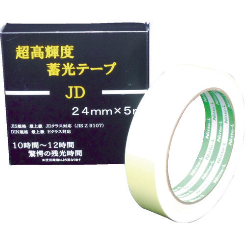 INMEDIAM】日東エルマテ 超高輝度蓄光テープ JIS-JD級 0.6mm×24mm×5m